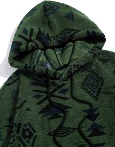 Sweats à capuche pour hommes Style ethnique reliure à contraste poche kangourou pull ample à capuche floue 100% Polyester - Product Image 3