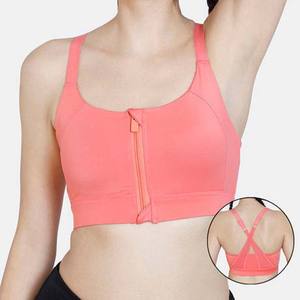 Soutien-gorge de sport personnalisé à fermeture éclair sur le devant pour femmes, vêtements d'entraînement à fort impact, soutien-gorge de sport à sangle réglable, soutien-gorge croisé pour femmes - Product Image 1
