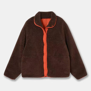 Veste polaire Sherpa pour hommes avec logo personnalisé OEM Manteau en polaire 100% de haute qualité Style d'hiver décontracté avec fermeture à glissière Design de rue haute - Product Image 1