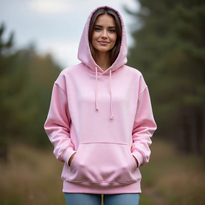 Pull-over de sport décontracté coupe-vent pour femmes à capuche épaule tombante Jogging Fitness vêtements avec logo avant pour la saison d'hiver - Product Image 3