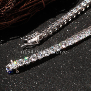 Bijoux fins personnalisés Bracelet de tennis en moissanite avec diamant brillant en argent sterling 925 Bracelet de couple tendance pour femmes et hommes - Product Image 5