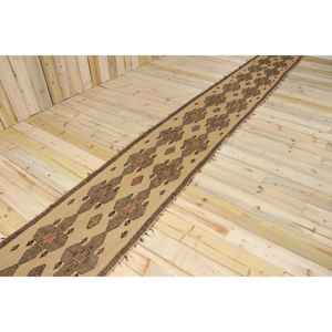Tapis de couloir vintage 2,1x16,6 pi (64x506 cm), tapis turc marron à motifs floraux - Product Image 1