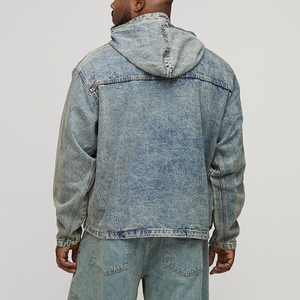 Veste en jean délavée tendance pour homme, 100% coton, impression personnalisée sur le devant, veste hip-hop personnalisable, respirante, style vintage - Product Image 3