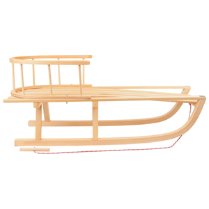 Luge en bois de hêtre avec dossier amovible, patins en acier de 88 cm, finition naturelle laquée écologique, vente en gros, personnalisable - Product Image 3