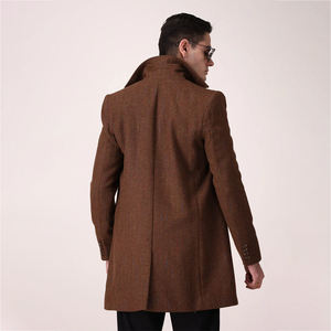 คอลเลคชั่นฤดูใบไม้ร่วง/ฤดูหนาว2025ผู้ชายเสื้อโค้ทขนสัตว์กระดุมแถวเดียวปกตั้งสีทึบไซส์พิเศษสำหรับนักธุรกิจชาย - Product Image 5