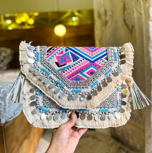 Indian Luxury Crafts Handmade Vintage Banjara Shoulder Tote <b>Bag</b> Women's <b>Hippie</b> Style Fabric Handbag for Party Evening Weddings - Product Image 6