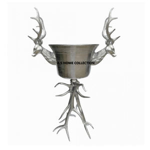 Accessoires de bar et de vin Seau à champagne décoratif en aluminium fini argenté - Product Image 1