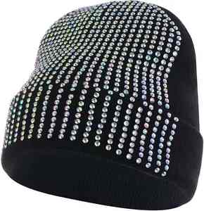 Gorro de Invierno Suave para Niños, Tejido con Encaje de Diamantes de Imitación, Bordado a Mano, Estilo Urbano Informal, 100% Algodón - Product Image 1