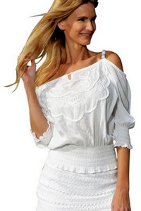 Phong Cách Cổ Điển Boho Top Dài Tay Áo Mùa Hè Cotton Áo Làm Bằng Tay Mexico Thêu Nông dân Áo Cho Phụ Nữ - Product Image 3