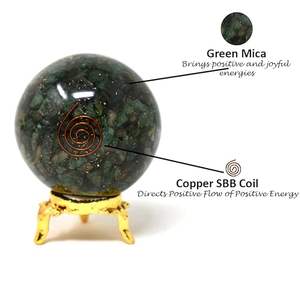 ลูกบอลคริสตัลบำบัดพลังงานหยกสีเขียวธรรมชาติสำหรับการทำสมาธิและจักระหัวใจ - Product Image 2