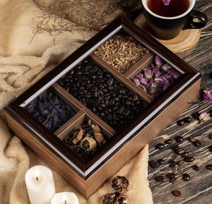 Wooden Square Glass <b>Spice</b> Jar & Box Condiment Container with Wooden <b>Rack</b> Stand <b>Organizer</b> for Seasonings - Product Image 3