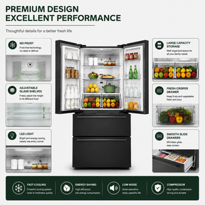Refrigerador Premium de Gran Capacidad 525L 558L 740L Sin Escarcha, Puerta Francesa, Control Electrónico, Refrigerador <span class=keywords><strong>Inteligente</strong></span> para Hogar y Hotel - Product Image 2