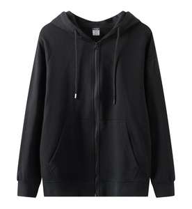 Wholesale 410gsm Fleece Full Double <b>Zip</b> No Drawstring <b>Hoodie</b> Zipper <b>Black</b> <b>Zip</b> <b>up</b> <b>Hoodie</b> - Product Image 5