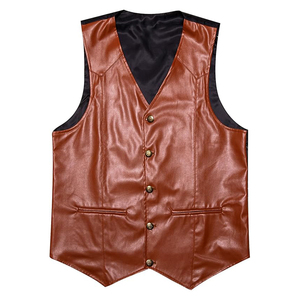 Gilet de costume en cuir véritable pour hommes gilet de cow-boy occidental décontracté col en V gilet léger de qualité supérieure sur mesure 2025 nouveau Style gilets - Product Image 5