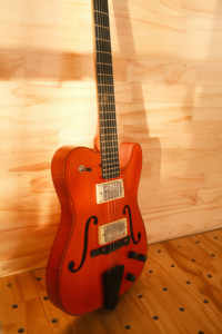 For Violinstyle Customizable Electric Guitar for Type Carved Maple Spruce Top Jazz Hollow <strong>Body</strong> Archtop Ebony - Product Image 3