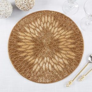 Handmade Glass Beaded Unique Placemat Gold <b>Table</b> <b>Mat</b> for Home Family Gatherings Banquets Wedding & Special Occasion - Product Image 5