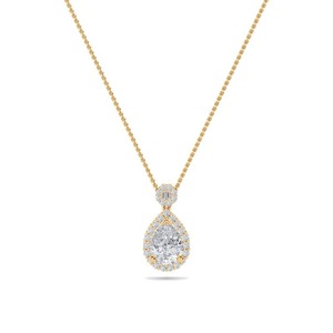 Bridal Pear Cut Diamond Single Halo <b>Pendant</b> 0.50 Ct Lab Grown Diamond In Platinum For Bridal Anniversary Gift - Product Image 1
