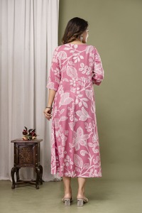 เดรสยาวพิมพ์ลายดอกไม้ผ้าเรยอน, เดรสแม็กซี่เดรสยาวพิมพ์ลายดอกไม้ใส่สบายชุดเดรสแม็กซี่พิมพ์ลายภาพเงา - Product Image 6