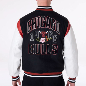 Nueva chaqueta universitaria roja y negra con parches bordados de talla grande para hombre, chaqueta Bomber de béisbol universitaria Letterman - Product Image 2