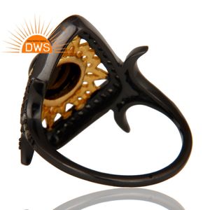 Venta caliente Plata de ley Diamante natural y turmalina verde Anillo de piedras preciosas Fabricante de joyas de diamantes - Product Image 4