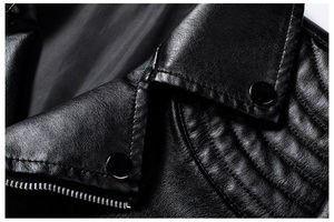 Vestes personnalisées en cuir PU de haute qualité pour hommes printemps, automne, veste solide à col montant pour hommes à la mode - Product Image 4