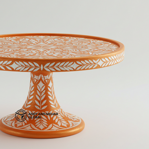 ฐานวางเค้กฝังมุกสีส้มทำมือ ดีไซน์หรูหรา ใช้งานซ้ำได้ เป็นมิตรกับสิ่งแวดล้อม ไม่ติดกระทะ เหมาะสำหรับตกแต่งขนมหวาน - Product Image 3