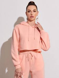 Bajo MOQ al por mayor de 2 piezas de algodón conjuntos de ropa de mujer chándal ropa de calle Loungewear Casual sudaderas con capucha conjunto para mujer - Product Image 3