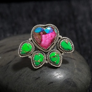 Anillo ajustable fino hecho a mano de Plata de Ley 925, piedra preciosa turquesa única, piedra natal de diciembre, fiesta de mujer a la moda - Product Image 1