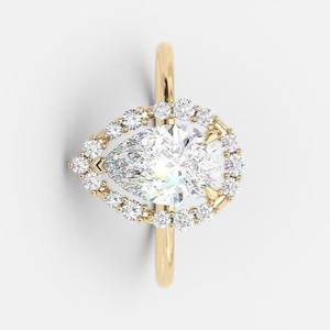 10k or massif rond et poire coupe laboratoire diamant cultivé bague de fiançailles Vintage Halo bijoux pour la fabrication de bagues en diamant de qualité supérieure - Product Image 2