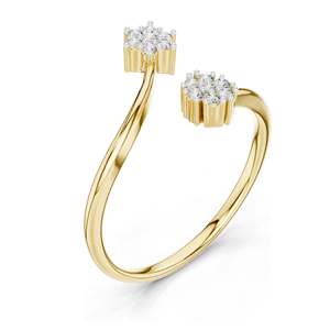แหวนเพชรแล็บ 0.136 กะรัต รูปดาวคู่ สำหรับผู้หญิง ความใส VVS-VS EF ทอง 18KT, 14KT, 10KT และเงิน 925 สีโรสโกลด์, สีเหลือง, สีขาว - Product Image 4