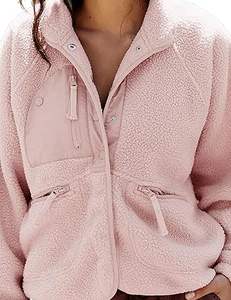 Chaqueta de piel sintética de invierno para mujer, cierre de cremallera, solapa informal, manga larga, transpirable, patrón sólido, abrigos, método de tejido no tejido - Product Image 2