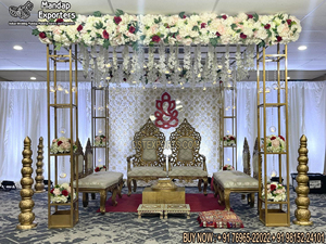 Décoration de fête de mariage en bord de mer, mandap/chuppah en métal, décoration de mariage en plein air, décoration de mandap en métal pour événements de mariage, décoration de mariage en bord de piscine, mandap - Product Image 3
