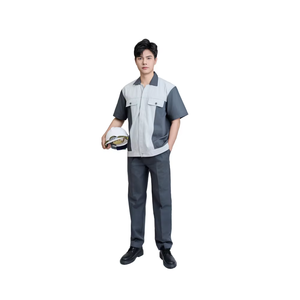 TC Fabric Transpirable Antiarrugas Hi Visibility Workwear Set Hombres Resistente al desgarro FMF Chacol Gris Manga corta Seguridad Durable - Product Image 1