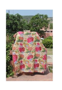 Colcha Vintage de algodón para cama, colcha de kanta púrpura, colcha decorativa, hecha a mano - Product Image 4