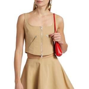 Nuevo Chaleco de moda para mujer con cuello cuadrado Camisa sin mangas Camiseta sin mangas delgada de verano con decoración de cremallera - Product Image 5