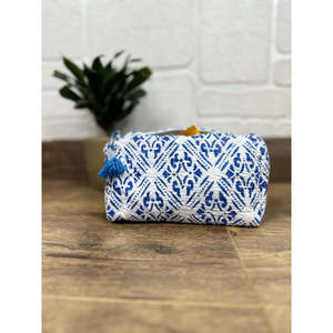 Quilted Bohemian for Toiletry & <b>Makeup</b> Bag with Tassel Pattern Block Print String Closure Portable <b>Case</b> for Storage - Product Image 5