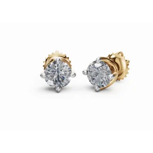 Bijoux en or 9 carats de qualité supérieure, clous d'oreilles solitaires ronds avec diamant de laboratoire de taille ronde, vente en gros B2B, fournisseur OEM, exportateur - Product Image 4