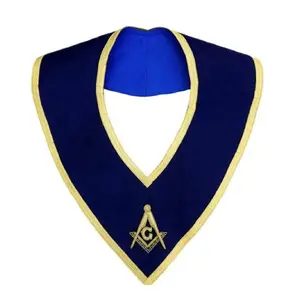 Regalia Lodge Masonic Master Mason kerah emas di beludru tangan bordir sepatu pakaian perhiasan Mccoys Masonic sutra kerah