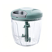 Picadora manual de plástico multifuncional para ajo, procesador de alimentos, picadora de verduras, jengibre y carne, cortador de cebolla portátil de mano.