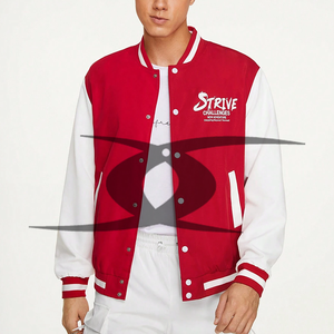 เสื้อแจ็กเก็ตผ้าวูลสำหรับผู้ชายเสื้อแจ็กเก็ตทีมโรงเรียนสีแดงตัวอักษรแบบสั่งทำ - Product Image 1