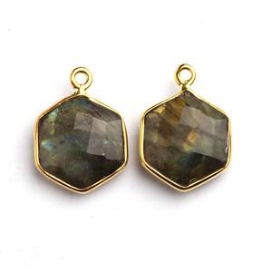 Nuevo Colgante de Piedra Preciosa de Labradorita Natural Hexagonal de 12 mm con Bisel de Plata de Ley y Oro, Regalo Moderno, Colgantes Finos y Amuletos - Product Image 6