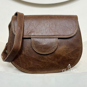 Vintage Genuine Leather Crossbody Bag for Women <b>Small</b> Shoulder Purse Classic Flap Design Everyday Travel Stylish Brown Handbag - Product Image 1