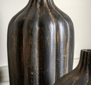 Dunelm Set of 2 Handmade Kairo Metal <b>Vases</b> Alda Black <b>Vase</b> with Dark Colored Features for Home Decor - Product Image 3