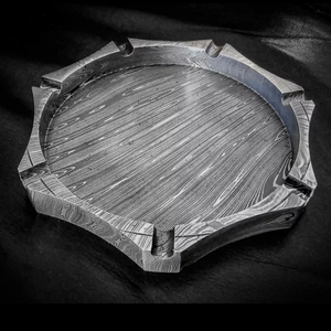 Handcrafted Damascus Steel <b>Ashtray</b> Premium Quality Metal Ash Holder For Luxury Smoking Table Decor Home Office Gift Item - Product Image 2