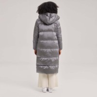Manteau d'hiver décontracté pour femme en polyester/nylon 2024, col mandarin, coupe ajustée, à capuche, respirant, imperméable, effet délavé, grande taille