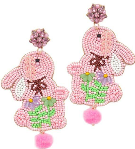 Pendientes de Cuentas con Diseño de Huevo de Pascua, Pendientes Largos con Cuentas de Semillas, Conejito y Huevo de Pascua, Pendientes de Moda, Joyería de Pascua - Product Image 3