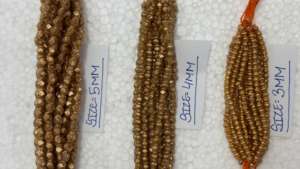 Perles de verre côtelées finition or en tailles 3 mm et 4 mm, perles d'espacement décoratives pour la fabrication de bijoux et l'artisanat - Product Image 2