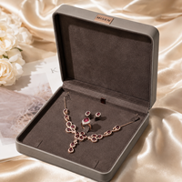 MISEN Coffret d'emballage de bijoux en cuir gris personnalisé – Boîtes carrées pour bagues, colliers et bracelets – Solution de luxe imprimée pour marques