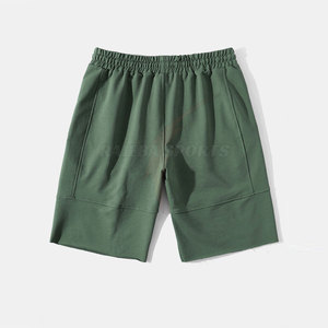 Shorts d'été pour hommes style urbain, en coton de haute qualité, décontractés, respirants, taille élastique mi-haute, motif uni sur le devant - Product Image 2