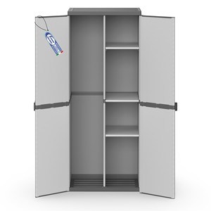 Armario Portascope de PVC con 2 Puertas y Estantes Deslizantes (Interior/Exterior), Moderno, Duradero, Ecológico y Resistente al Agua para Exteriores - Product Image 1